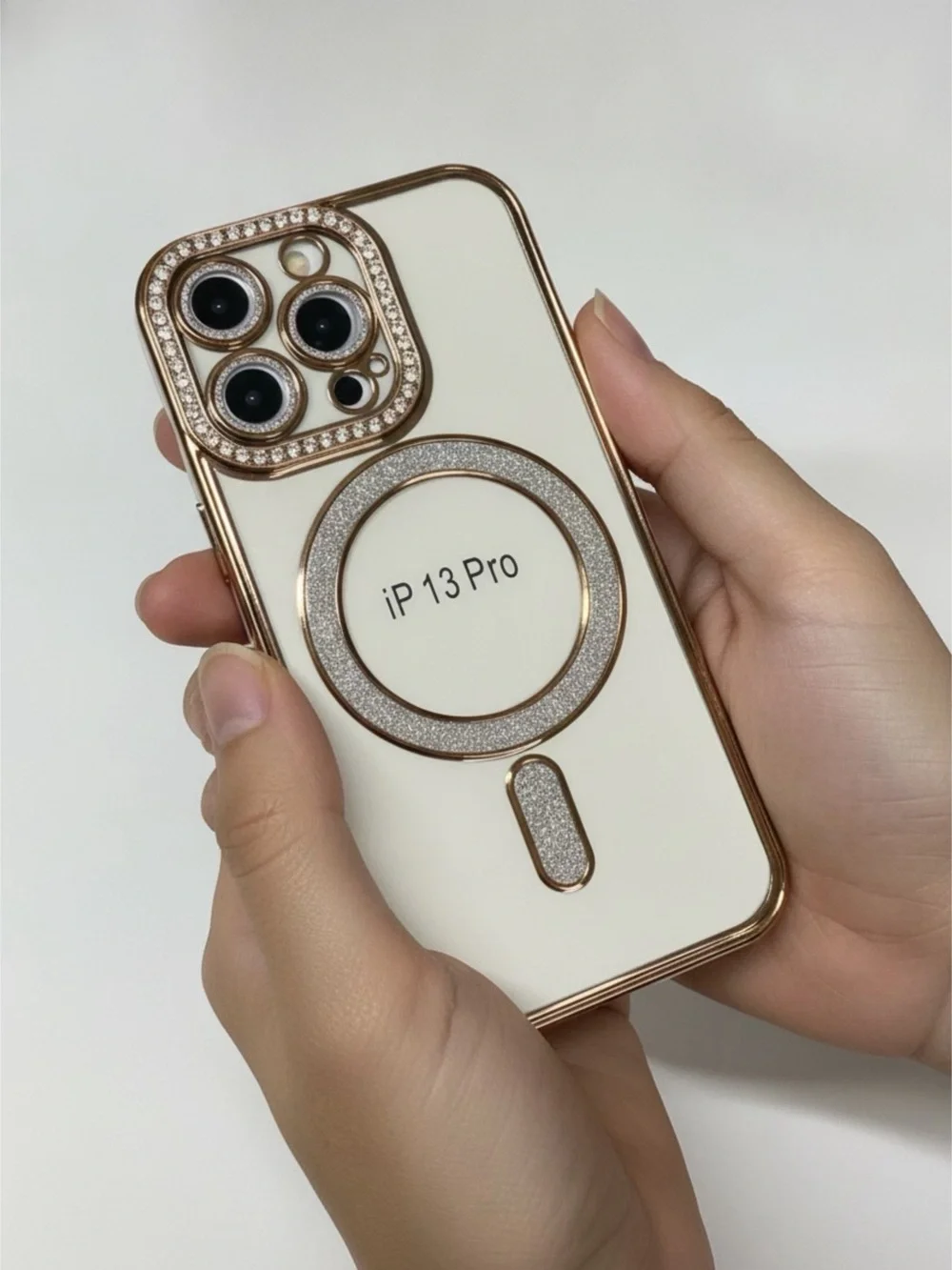 Rose Gold iPhone 13 Pro Magnetic Glitter Case